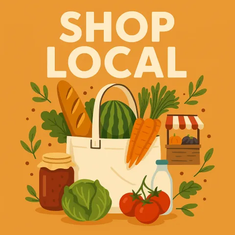 Shop local: a market bag full of bread, vegetables and preserves