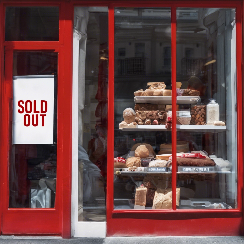 Business store front with sold out sign